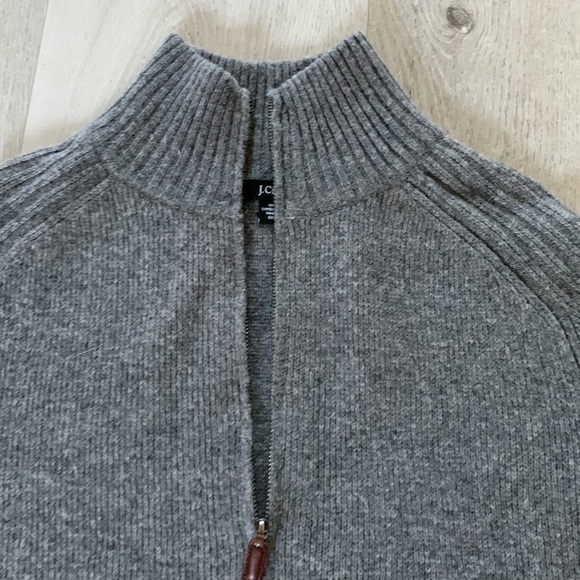 J. crew 100% lambs wool sweater jacket cardigan gray fully zip cozy zip size L - Picture 6 of 9
